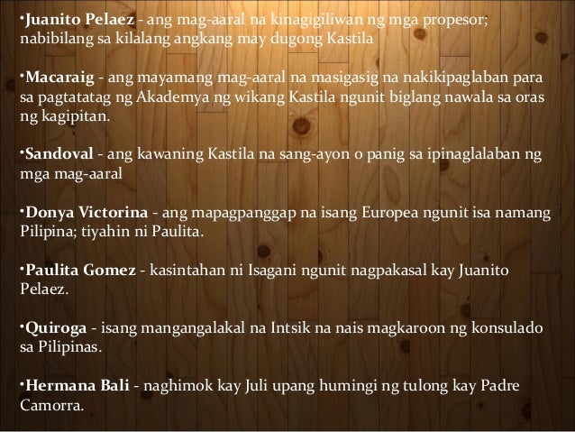 Mga Tauhan Sa El Filibusterismo Piling Tauhan Sa El Filibusterismo