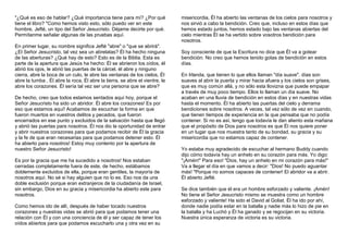 "¿Qué es eso de hablar? ¿Qué importancia tiene para mí? ¿Por qué 
tiene el libro? "Como hemos visto esto, sólo puedo ver en este 
hombre, Jefté, un tipo del Señor Jesucristo. Déjame decirte por qué. 
Permítanme señalar algunas de las pruebas aquí. 
En primer lugar, su nombre significa Jefté "abre" o "que se abrirá". 
¿El Señor Jesucristo, tal vez sea un abrelatas? Él ha hecho ninguna 
de las aberturas? ¿Qué hay de esto? Esto es de la Biblia. Esta es 
parte de la apertura que Jesús ha hecho: Él se abrieron los oídos, él 
abrió los ojos, le abrió las puertas de la cárcel, él abre y ninguno 
cierra, abre la boca de un culo, le abre las ventanas de los cielos, Él 
abre la tumba , Él abre la roca, Él abre la tierra, se abre el vientre, le 
abre los corazones. Él sería tal vez ser una persona que se abre? 
De hecho, creo que todos estamos sentados aquí hoy, porque el 
Señor Jesucristo ha sido un abridor. Él abre los corazones! Es por 
eso que estamos aquí! Acabamos de escuchar la forma en que 
fueron muertos en vuestros delitos y pecados, que fueron 
encerrados en ese punto y excluidos de la salvación hasta que llegó 
y abrió las puertas para nosotros. Él nos dio la oportunidad de entrar 
y abrir nuestros corazones para que podamos recibir de Él la gracia 
y la fe de que eran necesarias para que podamos detener esto. Él 
ha abierto para nosotros! Estoy muy contento por la apertura de 
nuestro Señor Jesucristo! 
Es por la gracia que me ha sucedido a nosotros! Nos estaban 
cerradas completamente fuera de este, de hecho, estábamos 
doblemente excluidos de ella, porque eran gentiles, la mayoría de 
nosotros aquí. No sé si hay alguien que no lo es. Eso nos da una 
doble exclusión porque eran extranjeros de la ciudadanía de Israel, 
sin embargo, Dios en su gracia y misericordia ha abierto este para 
nosotros. 
Como hemos ido de allí, después de haber tocado nuestros 
corazones y nuestras vidas se abrió para que podamos tener una 
relación con Él y con una conciencia de él y ser capaz de tener los 
oídos abiertos para que podamos escucharlo una y otra vez en su 
misericordia, Él ha abierto las ventanas de los cielos para nosotros y 
nos sirvió a cabo la bendición. Creo que, incluso en estos días que 
hemos estado juntos, hemos estado bajo las ventanas abiertas del 
cielo mientras Él se ha vertido sobre vosotros bendición para 
nosotros. 
Soy consciente de que la Escritura no dice que Él va a gotear 
bendición. No creo que hemos tenido gotas de bendición en estos 
días. 
En Irlanda, que tienen lo que ellos llaman "día suave". días son 
suaves al abrir la puerta y mirar hacia afuera y los cielos son grises, 
que es muy común allá, y no sólo esta llovizna que puede empapar 
a través de muy poco tiempo. Ellos lo llaman un día suave. No 
acaban en una lluvia de bendición en estos días y en nuestras vidas 
hasta el momento. Él ha abierto las puertas del cielo y derrama 
bendiciones sobre nosotros. A veces, tal vez sólo de vez en cuando, 
que tienen tiempos de experiencia en la que pensaba que no podía 
contener. Si no es así, tengo que todavía le dan aliento esta mañana 
que el propósito de Dios para nosotros es que Él nos quiere poner 
en un lugar que nos muestra tanto de su bondad, su gracia y su 
misericordia que no estamos capaz de contener. 
Yo estaba muy agradecido de escuchar al hermano Buddy cuando 
dijo cómo todavía hay un anhelo en su corazón para más. Yo digo: 
"¡Amén!" Para eso! "Dios, hay un anhelo en mi corazón para más!" 
Va a llegar el día en que vamos a decir: "Dios! No puedo aguantar 
más! "Porque no somos capaces de contener! El abridor va a abrir. 
Él abierto Jefté. 
Se dice también que él era un hombre esforzado y valiente. ¡Amén! 
No tiene el Señor Jesucristo mismo se muestra como un hombre 
esforzado y valiente! Ha sido el David al Goliat. Él ha ido por ahí, 
donde nadie podía estar en la batalla y nadie más lo hizo de pie en 
la batalla y ha Luchó y Él ha ganado y se regocijan en su victoria. 
Nuestra única esperanza de victoria es su victoria. 
 