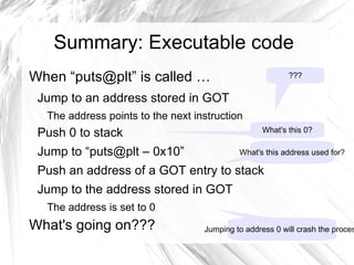 “e8” or “callq” Instruction “e8” is “Call … displacement relative to next  instruction...” See “Intel Software Developer's Manual” “e8 00 00 00 00” means “call next instruction”, which doesn't make sense 
