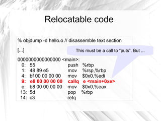 Build (& Load) Process Usually you just type “gcc foo.c” and it invokes the four sub-processes for you. (text) (text) (text) (ELF) (ELF) (ELF) C code Preprocessed C code Assembly code Executable code Relocatable code Preprocessor Compiler Process Image Assembler Linker Loader DL 