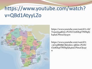 https://www.youtube.com/watch?
v=QBd1AtyyLZo
https://www.youtube.com/watch?v=fxf
Tx5uotq4&list=PLHCO2tKKqtTNflIqEj
b46uCPIm2Ojc97n
https://www.youtube.com/watch?v
=5UcpRb8JjCI&index=3&list=PLHC
O2tKKqtTNflIqEjb46uCPIm2Ojc97
n
 