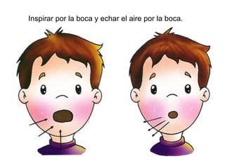 Inspirar por la boca y echar el aire por la boca. 
 