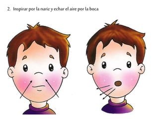 2. Inspirar por la nariz y echar el aire por la boca