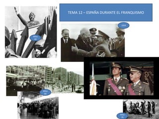 TEMA 12 – ESPAÑA DURANTE EL FRANQUISMO
Años
40
1959
Años
60
Años
70
 