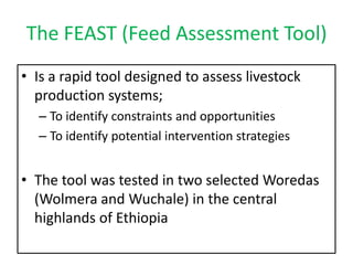 Results and experiences using value chain analysis, FEAST and Techfit tools in the Ethiopian Livestock Feed Project