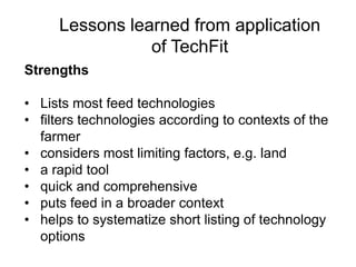 Results and experiences using value chain analysis, FEAST and Techfit tools in the Ethiopian Livestock Feed Project