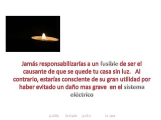 Jamás responsabilizarías a un fusible de ser el causante de que se quede tu casa sin luz.   Al contrario, estarías consciente de su gran utilidad por haber evitado un daño mas grave  en el sistema eléctrico perdón          lo siento       gracias                     te  amo     