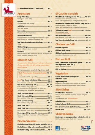 El Gaucho menu PDF