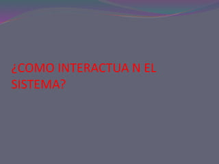 ¿COMO INTERACTUA N EL
SISTEMA?
 