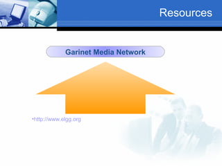 Resources

Garinet Media Network

•http://www.elgg.org
Education

 