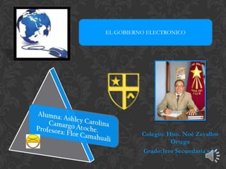 EL GOBIERNO ELECTRONICO




          Colegio: Hno. Noé Zevallos
                    Ortega
          Grado:1ero Secundaria s/u
 