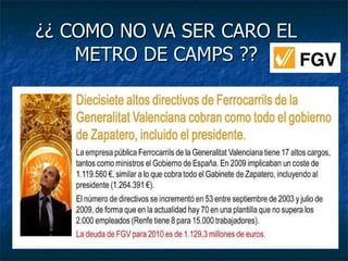 ¿¿ COMO NO VA SER CARO EL METRO DE CAMPS ?? 