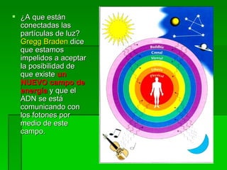 ¿A que están conectadas las partículas de luz?  Gregg Braden  dice que estamos impelidos a aceptar la posibilidad de que existe  un NUEVO campo de energía  y que el ADN se está comunicando con los fotones por medio de este campo.  