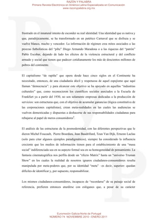 RAZÓN Y PALABRA
        Primera Revista Electrónica en América Latina Especializada en Comunicación
                      ...