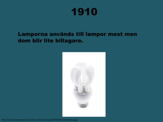 1910         Lamporna används till lampor mest men                                     dom blir lite billagare.http://www.energilampor.info/wp-content/uploads/2009/09/energilampa.jpg