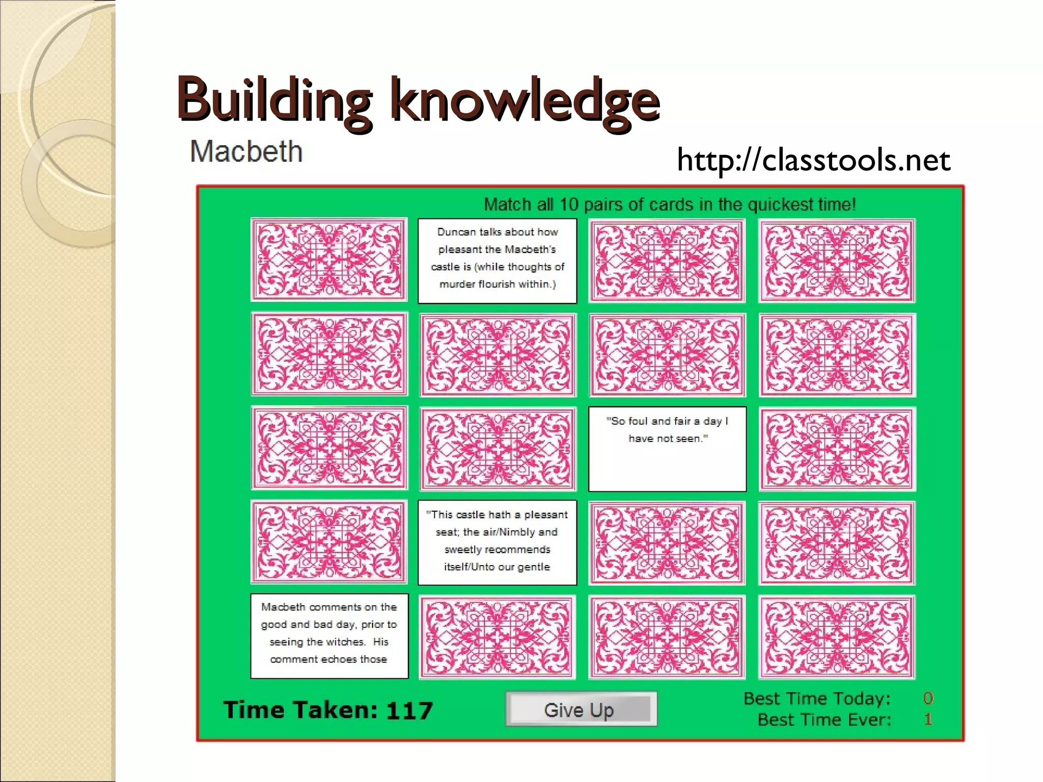 Building knowledge http://classtools.net 