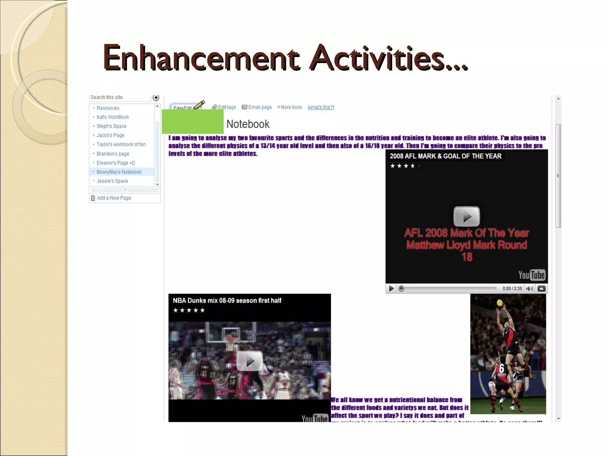 Enhancement Activities... 