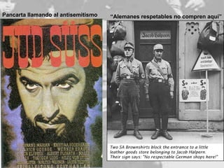 Pancarta llamando al antisemitismo “ Alemanes respetables no compren aquí” 