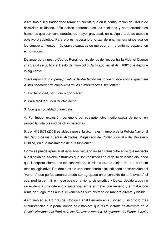 El homicidio calificado de acuerdo al ordenamiento jurídico peruano