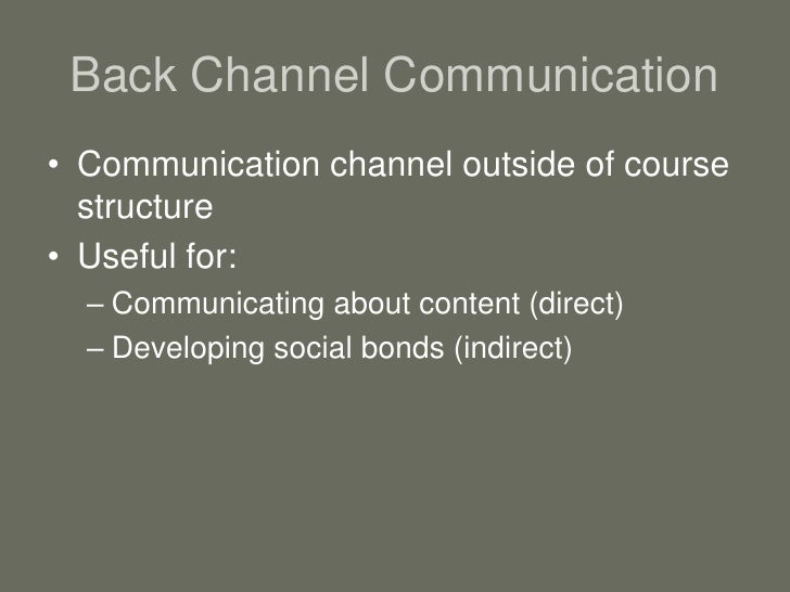 ELI Back Channel Communication