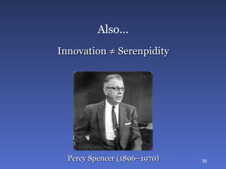 Also… Innovation ≠ Serenpidity Percy Spencer (1896–1970) 
