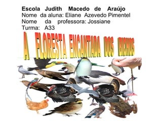 Escola Judith Macedo de Araújo
Nome da aluna: Eliane Azevedo Pimentel
Nome da professora: Jossiane
Turma: A33

 