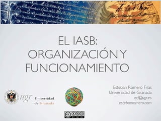 EL IASB:
ORGANIZACIÓN Y
FUNCIONAMIENTO
            Esteban Romero Frías
           Universidad de Granada
                         erf@ugr.es
                estebanromero.com
 
