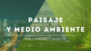 PAISAJE
Y MEDIO AMBIENTE
Elías J. Puerta R. / V-28.162.726
 