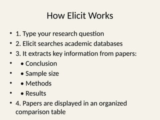 Elicit Presentation for ai research made by me | PPTX