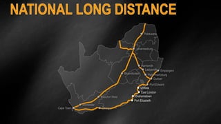 Empangeni 
Johannesburg 
Harrismith 
Ladysmith 
Port Edward 
Umtata 
East London 
Grahamstown 
Port Elizabeth 
Durban 
George 
Worcester 
Cape Town 
Pietermaritzburg 
Bloemfontein 
Polokwane 
Beaufort West 
 