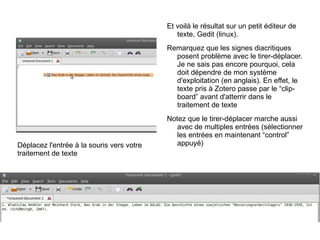 Le menu Zotero sous Word / OpenOffice Une barre de menu Zotero avec quelques icones est installée. 