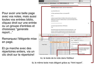 Choisissez dans la base de données la référence que vous voulez introduire en note 