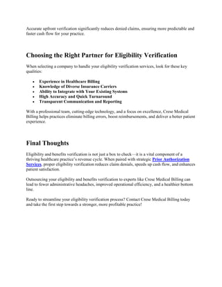 Eligibility and Benefits Verification Services: A Cornerstone of ...