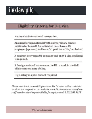 Eligibility criteria for O 1 visa