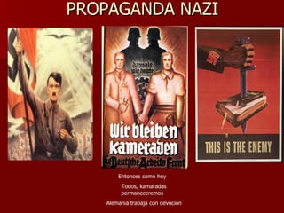PROPAGANDA NAZI Entonces como hoy  Todos, kamaradas permaneceremos  Alemania trabaja con devoción 
