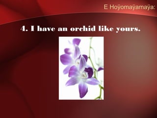 E Hoÿomaÿamaÿa:
4. I have an orchid like yours.
 