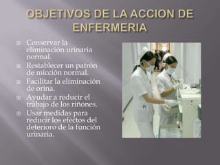 VALORACIÒNAl valorar la eliminación urinaria del px, la enfermera necesita conocer su patrón usual    de micción y cualquiera normalidad que padezca al momento de ingresar.