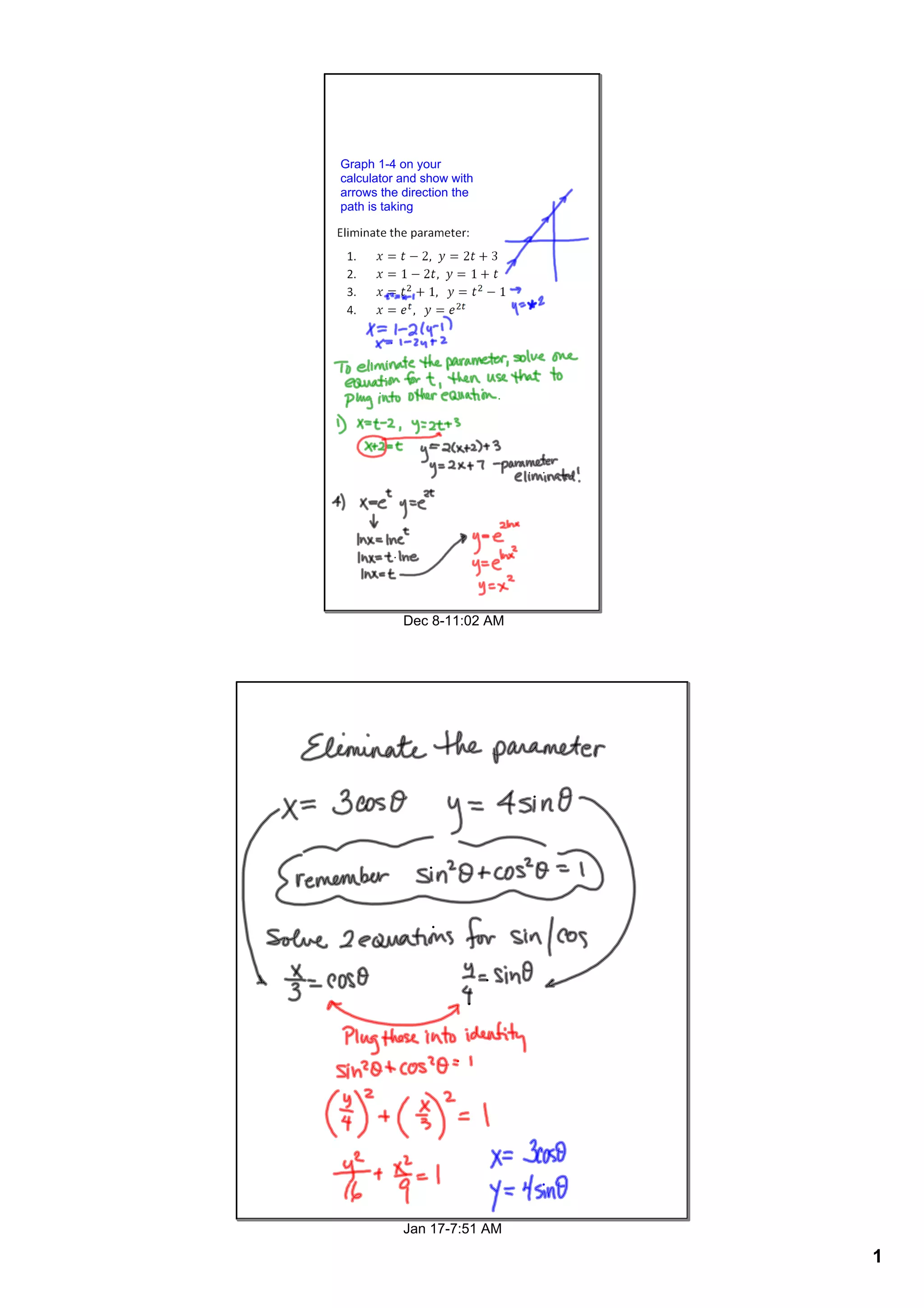 Graph 14 on your
calculator and show with
arrows the direction the
path is taking
Dec 811:02 AM
Jan 177:51 AM
1