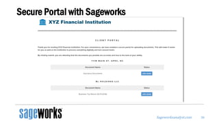 Sageworksanalyst.com
Secure Portal with Sageworks
30
 