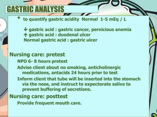 From fat or infections organisms, collect three separate specimens and label day # 1, day #2, day # 3.Stool examination (fecalysis)Stool for occult blood(Guaiac Test)