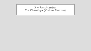 X – Panchtantra,
Y – Chanakya (Vishnu Sharma)
 