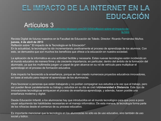 El impacto de la internet en la educación | PPTX