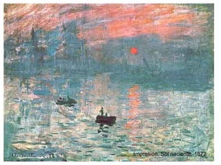 Período Argenteuil (1872-1878) Trabajos al aire libre. Barca-taller (antecedente con Daubigny) Pleno Impresionismo: Colores vivos, principio óptico de tonos, amplia gama y variedad ; Dinamismo, reflejos; Pincelada dinámica, fragmentada y reverberante; Frescura, atmósfera sutil, intensidad luminosa; Búsqueda de aspectos evanescentes en lo atmosférico Serie de Saint-Lazare. Tema: el humo 