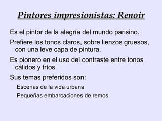 - La expansión de la fotografía, valorada por unos y menospreciada por otros, aportó encuadres, angulaciones con primeros planos, figuras cortadas y descentralizadas. En el impresionismo influye la instantaneidad. 