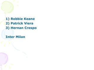 1) Robbie Keane 2) Patrick Viera 3) Hernan Crespo Inter Milan 