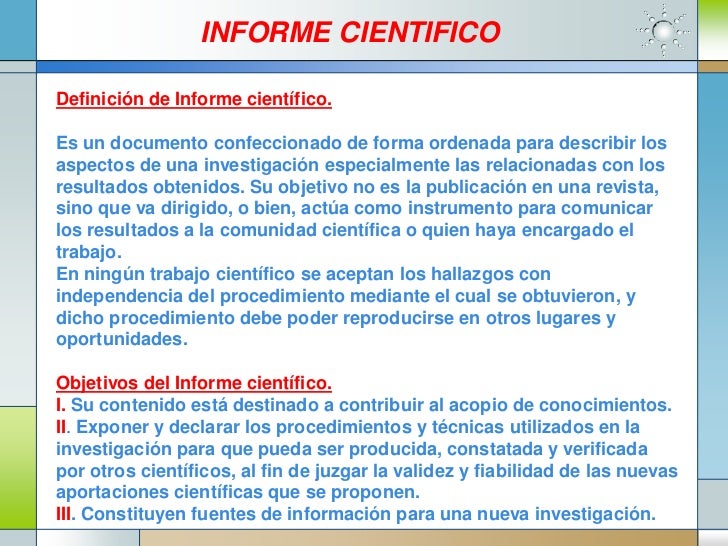 El informe cientifico