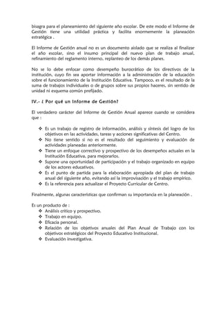 El informe de gestion de la institucion educativa | DOC