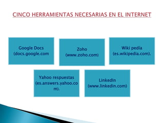 CINCO HERRAMIENTAS NECESARIAS EN EL INTERNET 
