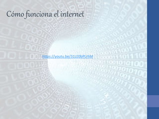 https://youtu.be/31LE0bPLrhM
Cómo funciona el internet
 