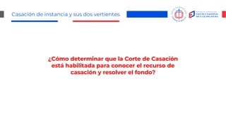 Casación de instancia y sus dos vertientes
¿Cómo determinar que la Corte de Casación
está habilitada para conocer el recurso de
casación y resolver el fondo?
 